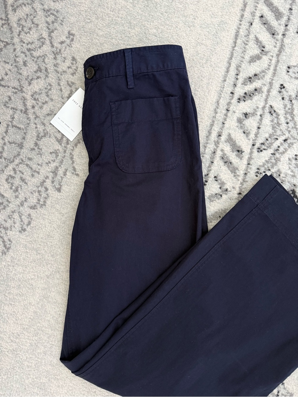 NWT Free Assembly Navy Wide Leg Pants XS High Rise Stretch Utility Trousers - Picture 2 of 6